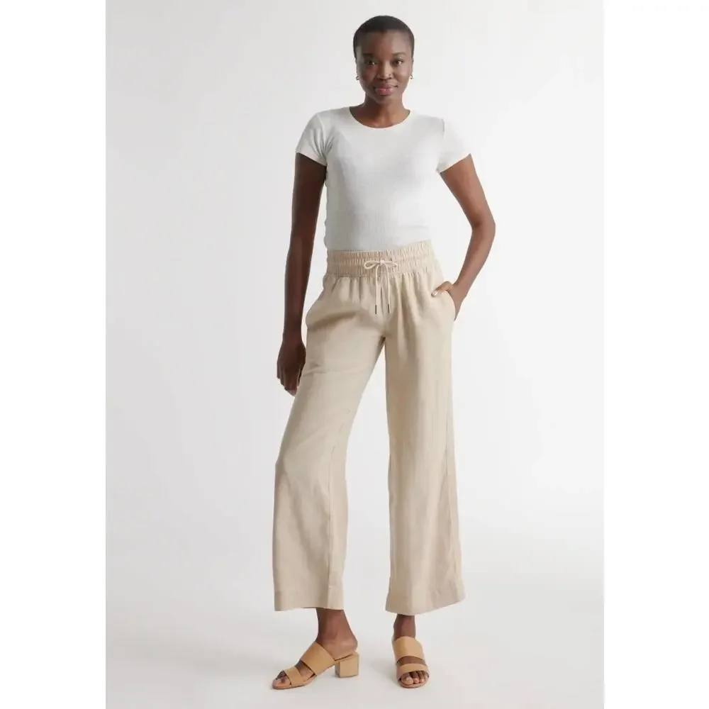 Quince 100% European Linen Elastic Waist Drawstring Wide Leg Coastal Pants XS